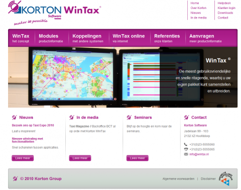 Korton, Wintax, website, ritagenda, taxi, planning