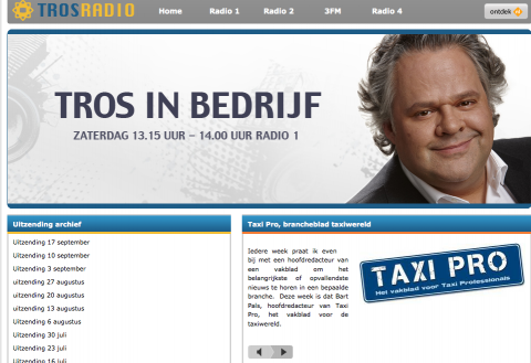 TaxiPro.nl in uitzending Tros in Bedrijf op Radio 1