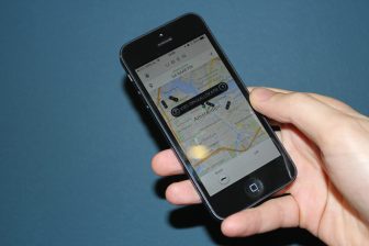 Uber, Taxi-Bestel-App, smartphone, app, taxichauffeur