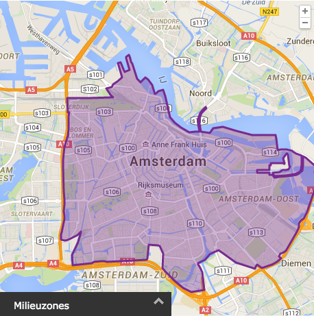 Milieuzone Amsterdam, kaart