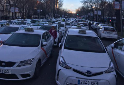 Taxiprotest Madrid. Foto: Job van de Sande